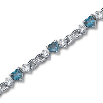 4.50 Carats Heart Shape London Blue Topaz & White CZ Bracelet in Sterling Silver Style SB3036