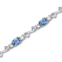 9.00 carats Oval Cut London Blue Topaz White CZ Gemstone Bracelet in Sterling Silver Style SB3056
