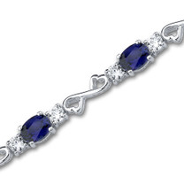 Oval Cut Created Sapphire & White CZ Gemstone Bracelet in Sterling Silver Style SB3060