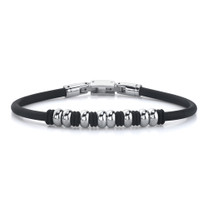 Strikingly Elegant: Stainless Steel Bead and Rubber Ring Bracelet Style SB3404