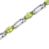 5.75 Carats Marquise Shape Peridot Bracelet in Sterling Silver Style SB3566