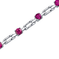 Gorgeous and Chic: Round Shape Ruby Gemstone Bracelet in Sterling Silver Style SB3582