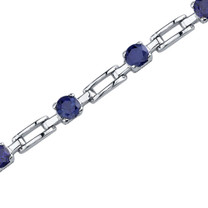 Gorgeous and Chic: Round Shape Blue Sapphire Gemstone Bracelet in Sterling Silver Style SB3584