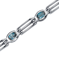 3.75 Carats Oval Shape London Blue Topaz Bracelet in Sterling Silver Style SB3592