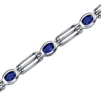 Unique and Lovely: Oval Shape Blue Sapphire Gemstone Bracelet in Sterling Silver Style SB3596