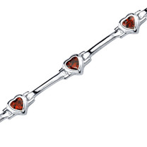 3.75 Carats Heart Shape Garnet Bracelet in Sterling Silver Style SB3612