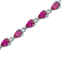 Chic and Beautiful: Pear Shape Ruby & White CZ Gemstone Bracelet in Sterling Silver Style SB3642