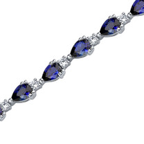 Pear Shape Blue Sapphire & White CZ Bracelet in Sterling Silver Style SB3644