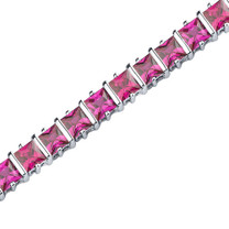 Gracefully Impressive: Princess Cut Ruby Gemstone Bracelet in Sterling Silver Style SB3664
