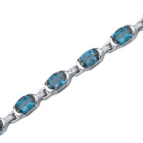 7.75 Carats Oval Shape London Blue Topaz Bracelet in Sterling Silver Style SB3700