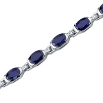 Oval Shape Blue Sapphire Bracelet in Sterling Silver Style SB3704