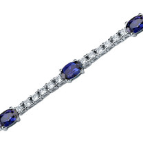 Oval Shape Blue Sapphire & White CZ Bracelet in Sterling Silver Style SB3728