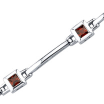 2.25 Carats Princess Cut Garnet Bracelet in Sterling Silver Style SB3732