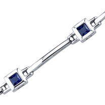 Exclusive Chic: Princess Cut Blue Sapphire Gemstone Bracelet in Sterling Silver Style SB3740
