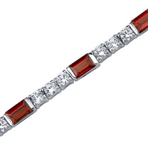 6.25 Carats Baguette Cut Garnet & White CZ Bracelet in Sterling Silver Style SB3756