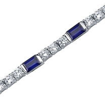 Baguette Cut Blue Sapphire & White CZ Bracelet in Sterling Silver Style SB3764