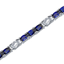 Oval Shape Blue Sapphire & White CZ Bracelet in Sterling Silver Style SB3776