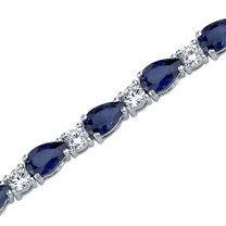 Pear Shape Blue Sapphire & White CZ Bracelet in Sterling Silver Style SB3802