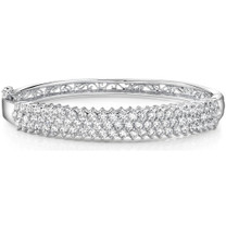 Captivating and Luxurious Sterling Silver Prong-Set Cubic Zirconia Hinged Bangle Bracelet Style SB3822