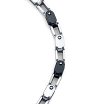 Suave and Stylish: Mens Stainless Steel and Ceramic Link Bracelet Style SB3852