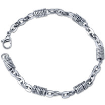 Powerfully Refined: Mens Stainless Steel Unique Short Coils Link Bracelet Style SB3934