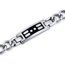 Hip Design Stainless Steel Black and White ID Chain Bracelet Style SB4108