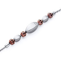Convex Oval Coffee Tone Bead Stainless Steel Chain Bracelet Style SB4120