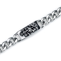 Rugged ID Style Stainless Steel Cross and Snake Curb Chain Bracelet Style SB4220