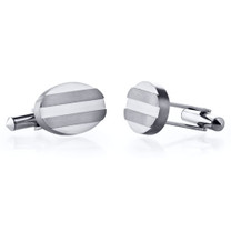 Grooved Brushed Finish Oval Titanium Cufflinks Style SC1050