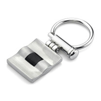 Surgical Stainless Steel Square-shaped Brushed Finished Key Ring with Black Rubber Style SK1002