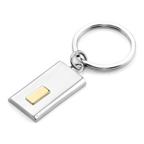 Surgical Stainless Steel Rectangular High Polished Finish Key Ring with Gold Style SK1008