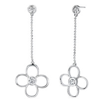 Round Shape White Cubic Zirconia Pendant Earrings Set in Sterling Silver Style SS2176