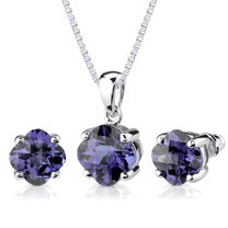 8.25 carat Checkerboard Lily Cut Alexandrite Pendant Earring Set in Sterling Silver Style SS2616