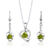 Sterling Silver 1.75 carats total weight Trillion Cut Peridot 