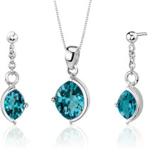 Museum Design 5.25 carats Marquise Cut Sterling Silver London Blue Topaz Pendant Earrings Set Style SS3258