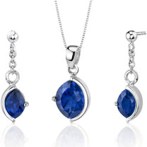 Museum Design 6.00 carats Marquise Cut Sterling Silver Sapphire Pendant Earrings Set Style SS3262