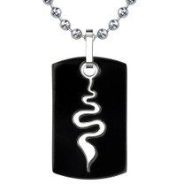 Gunmetal Finish Titanium Serpent Style Dog Tag Pendant on a Stainless Steel Ball Chain Style SN8040