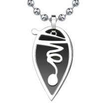 Surgical Stainless Steel Teardrop Dual-tone Gunmetal Squiggle Pendant on Steel Ball Chain Style SN8082