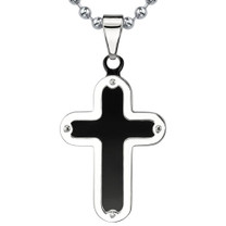 Stainless Steel Modern Cross Pendant on a Stainless Steel Ball Chain Style SN8088