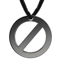 Surgical Stainless Steel Gunmetal Finish Circle Pendant on a Black Cord Style SN8092