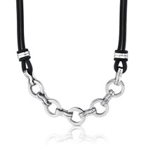 Hard-hitting Fashion: Stainless Steel Cable Style Pendant on a Rubber Cord Style SN8136