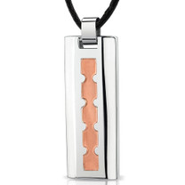 Stainless Steel Rose Gold finish Fancy Dog Tag Pendant with adjustable Black cord Style SN8262
