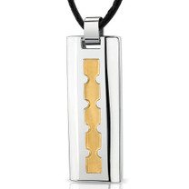Stainless Steel Two tone Fancy Dog Tag Pendant with adjustable Black cord Style SN8282