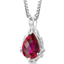 Sterling Silver Pear Shape Cut Ruby Pendant Style SP8302