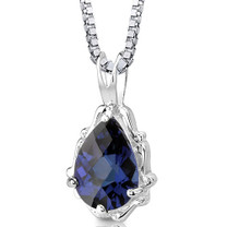 Sterling Silver Pear Shape Cut Blue Sapphire Pendant Style SP8304