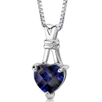 Sterling Silver Heart Shape Cut Blue Sapphire Pendant Style SP8320