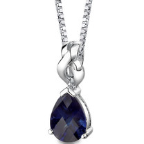 Sterling Silver Pear Shape Cut Blue Sapphire Pendant Style SP8352