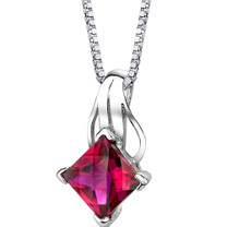 Sterling Silver Princess Cut Ruby Pendant Style SP8360