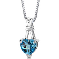 Sterling Silver 3.00 Carats Heart Shape Swiss Blue Topaz Pendant Style SP8584