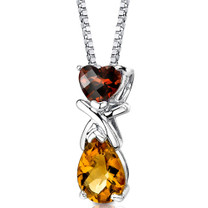 Sterling Silver 2.50 Carats Garnet And Citrine Pendant Style SP8610